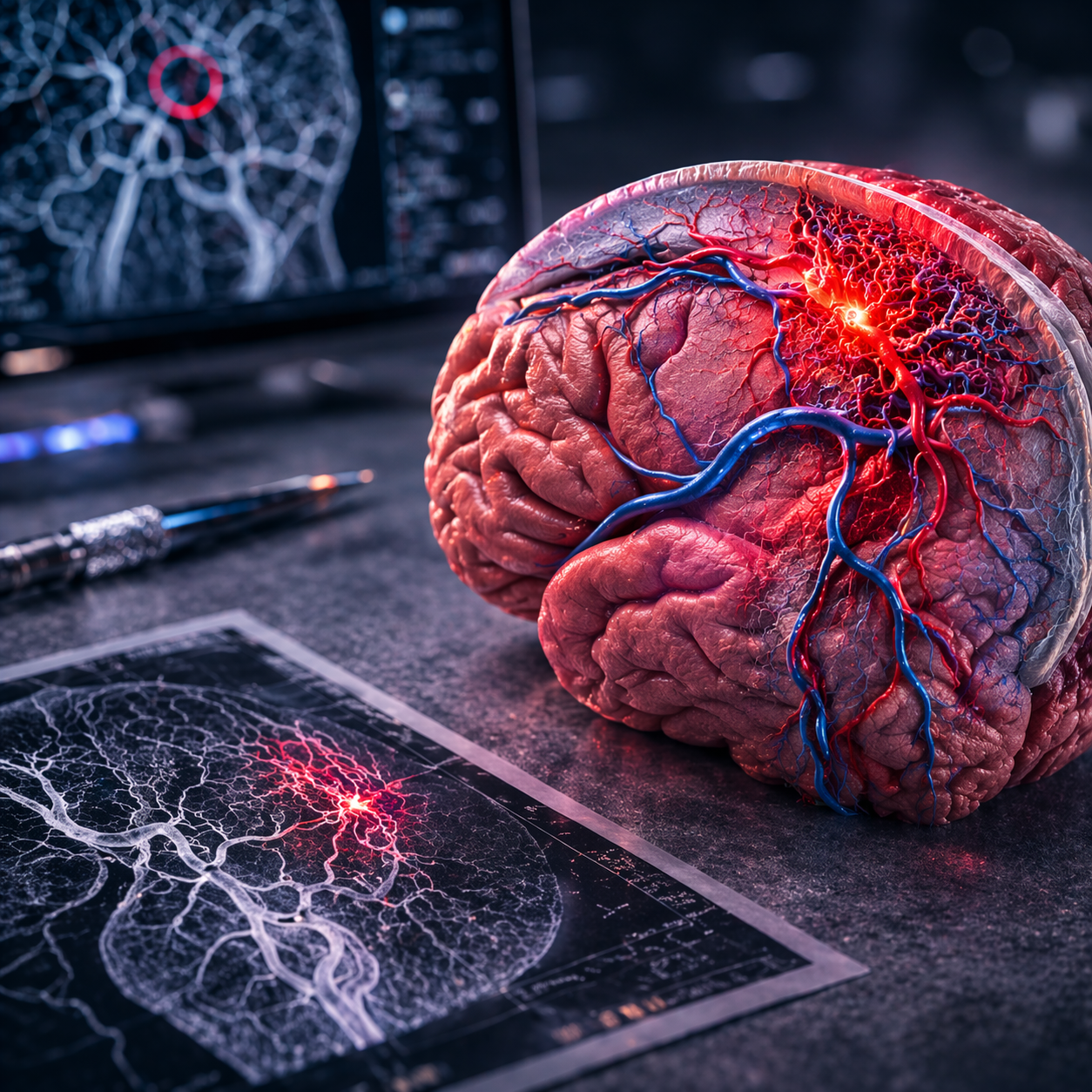 Dural arteriovenous fistula — brain anatomy illustration
